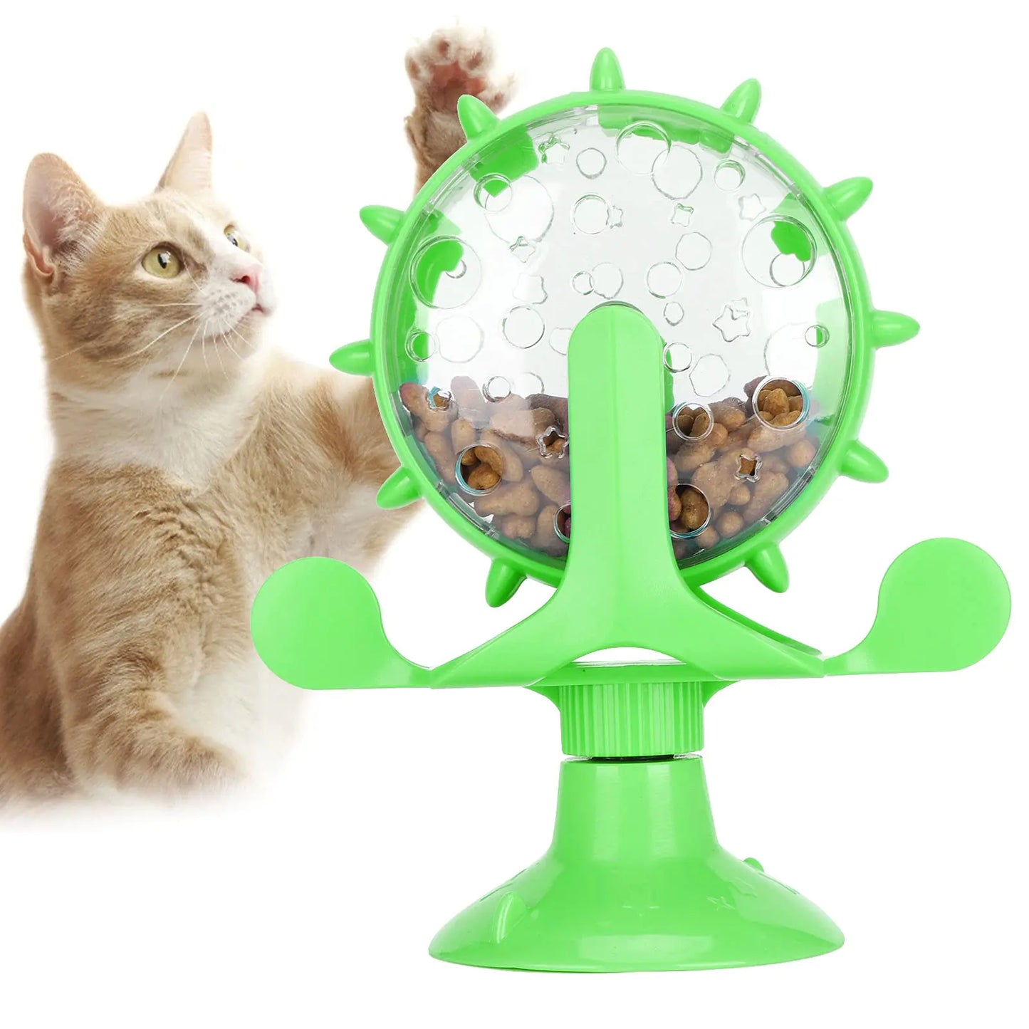 Interactive 360° Rotating Cat Puzzle Toy with Food Dispenser