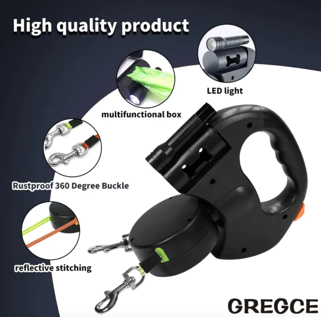 Dual Retractable Dog Leash – Effortless Control for Small Breeds