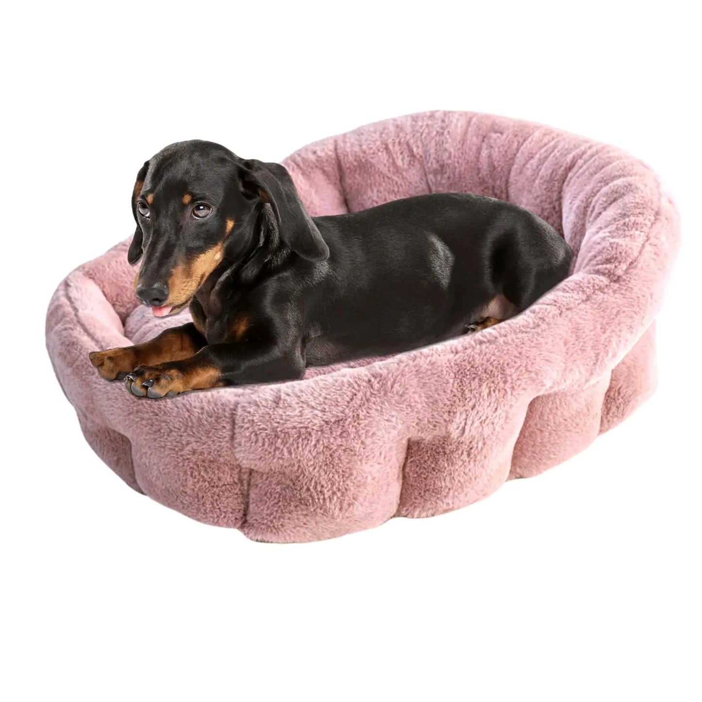 Orthopedic Faux Fur Cuddler Bed for Dogs & Cats – Soft, Supportive & Waterproof Base